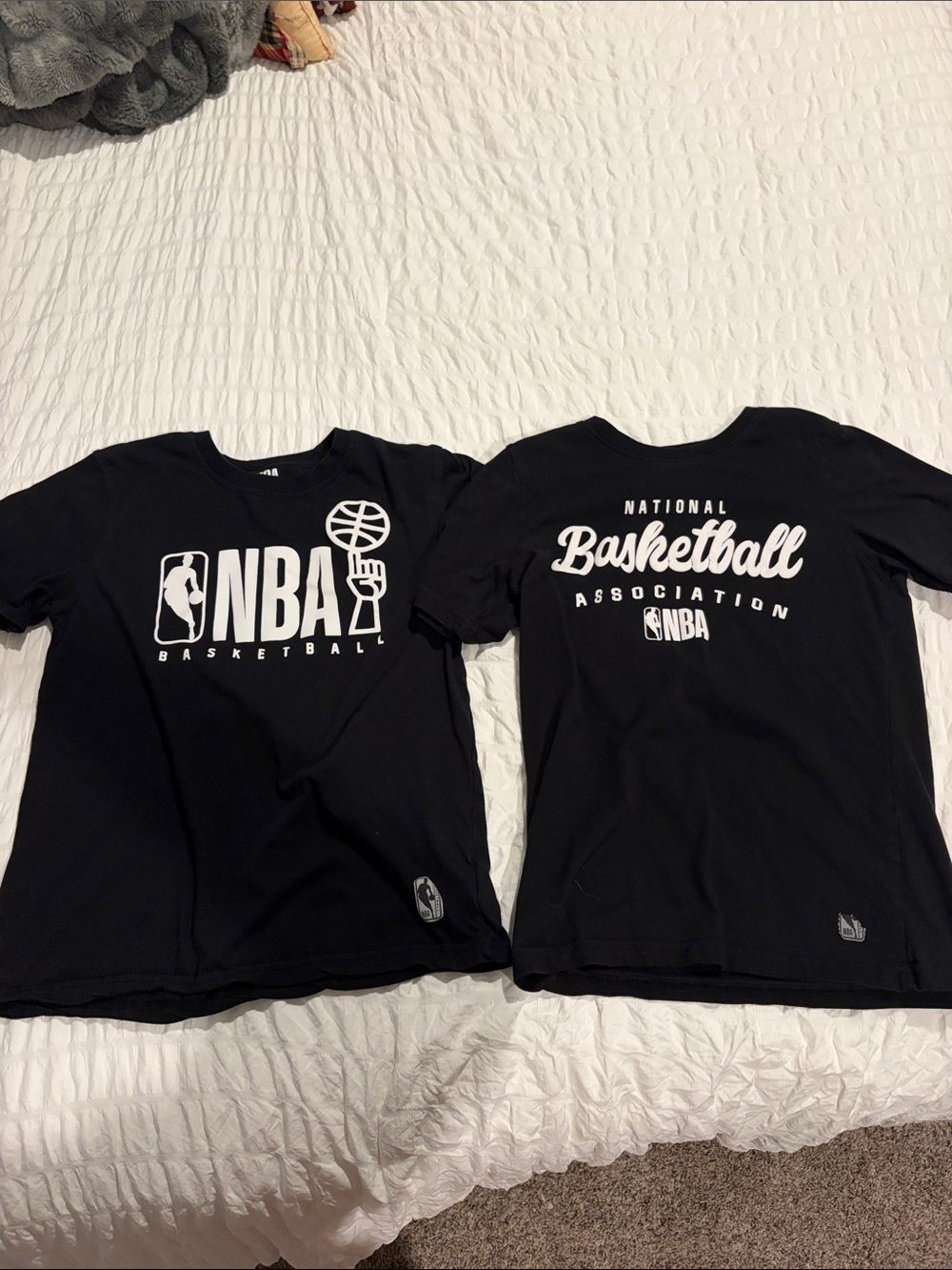 2 Piece NBA Black Kids Short Sleeve Basketball Logo Tee - White Print